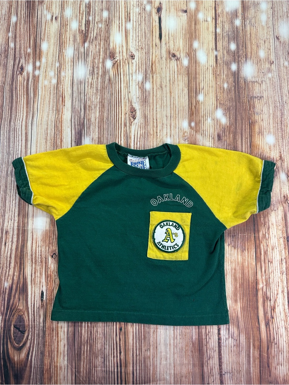 Vintage Oakland Athletics Green & Yellow Kids T‑Shirt Size 5 Made in USA
